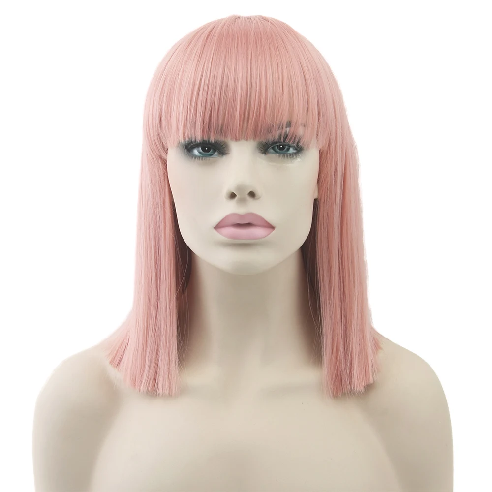 Soowee короткие прямые ни кружево парик высокое температура волокно синтетические волосы розовый черный для женщин карнавальный парик