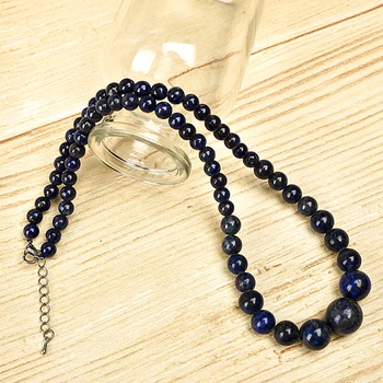 

Deep blue and Blue and black Trenchant Beads ranged from large to small La pis Stone jewelry Necklace .