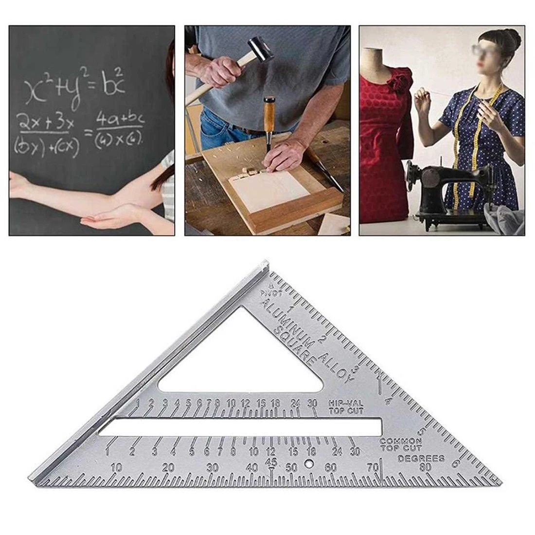 Measuring Layout Tool 90 degree 7inch Aluminum Speed Square Triangle Angle Protractor Measuring Tool Multi-function Protract