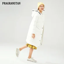 Женский Зимний утепленный пуховик с капюшоном, женский модный белый пуховик с буквенным принтом, высокое качество, vestidos Q232