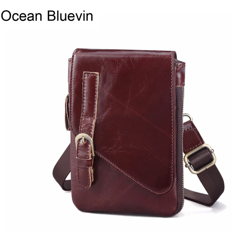 

OCEAN BLUEVIN New Hot Genuine Leather Shoulder Bags for Men Vintage Messenger Bag Men Leather Crossbody Hasp Male Belt Bag