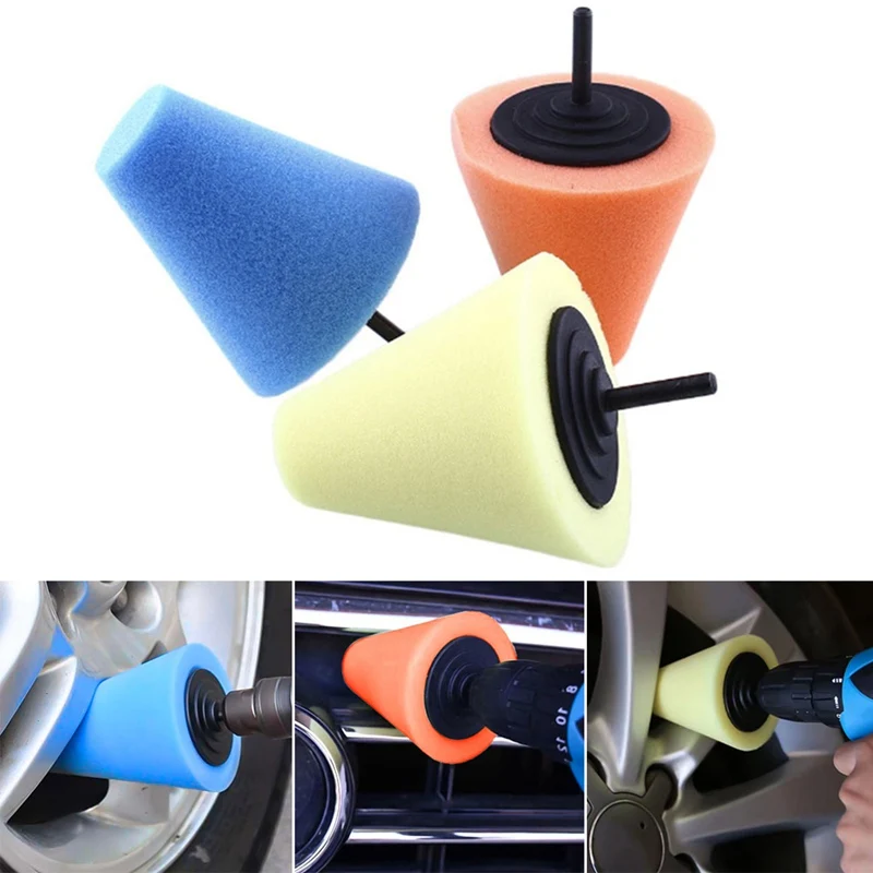 

Burnishing Car Automotive Foam Sponge Polishing Cone Shaped Buffing Pads For Car Wheel Hub Pad Soft Type