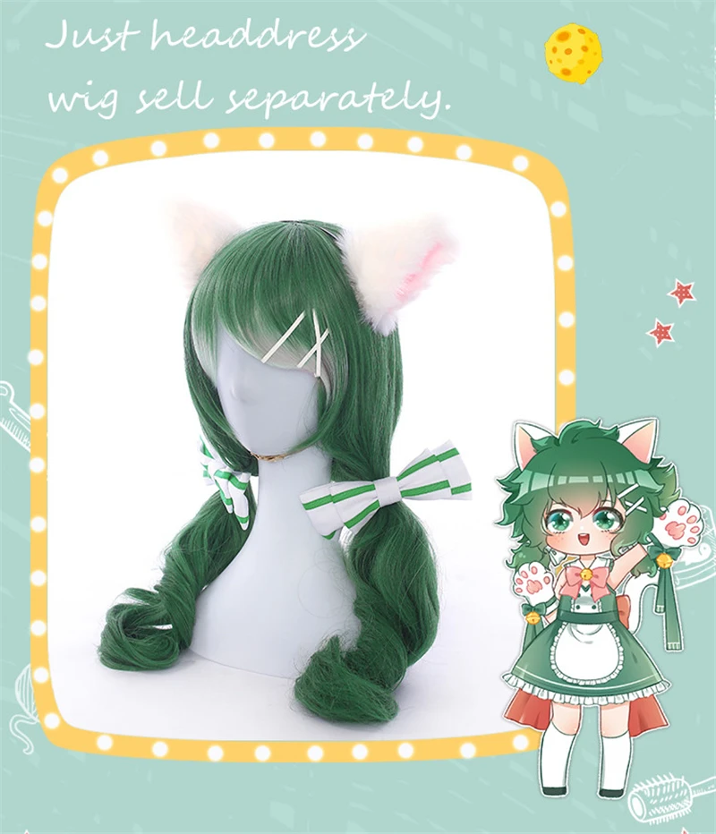My Hero Academia Izuku Midoriya Deku Cafe Maid Cosplay Costume for Women - Anime Cosplay Dress with Cat Ears image 5