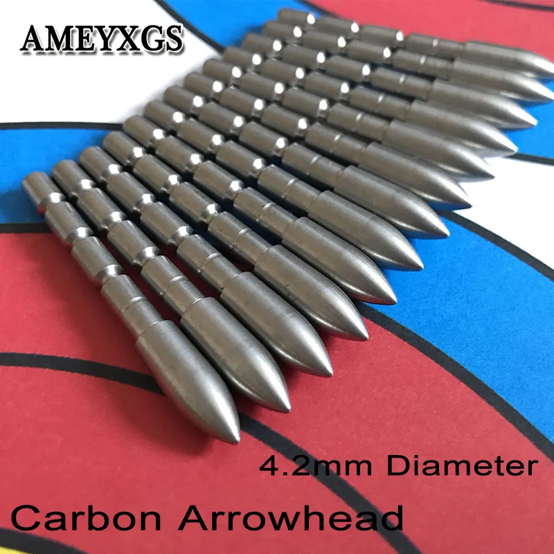 

12pcs Archery 4.2mm Arrowheads Shooting Practice Inner Insert Type Target Point Tips Hunting Accessories Used Carbon Arrow Shaft