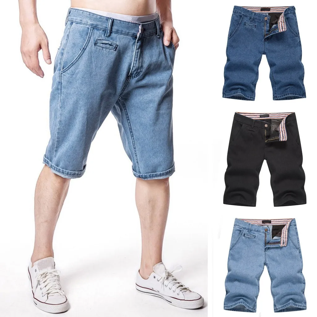 Мужские модные джинсовые хлопковые однотонные прямые брюки с карманами; рваные джинсы; брюки; и Прямая поставка