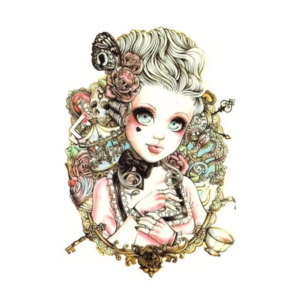 

Cute beauty Baby Doll Pattern waterproof temporary Painted Skin Tags 19*12cm Body Art Tattoo sticker 1PC