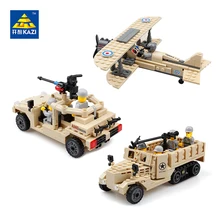 Blocos de Construção KAZI Militar M2 Meia Pista Truck Exército Hummer Carro Modelo Lutador Modelo de Avião Tijolos Brinquedos Inteligentes para Crianças