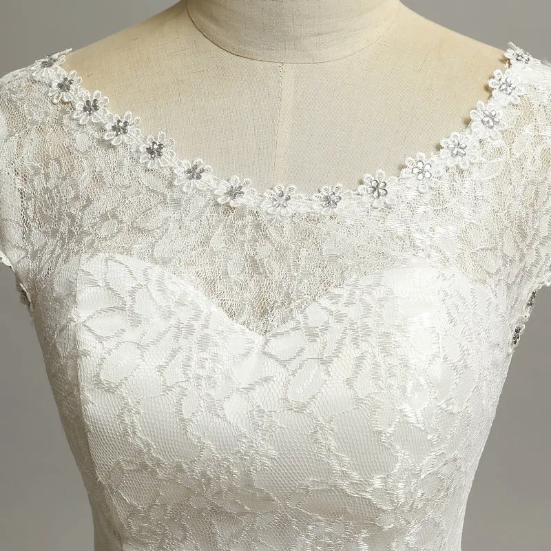 LAMYA Elegant Cheap Lace Wedding Dress 2018 Fashion Short Bride Gowns Crystal Bridal Dresses Plus Size vestido de noiva