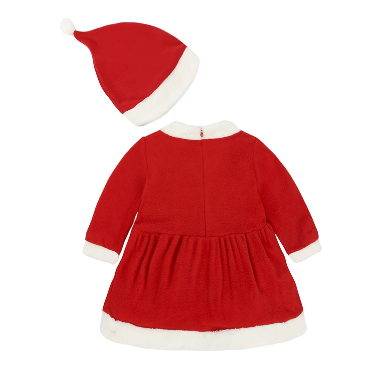 Новинка, одежда для маленьких девочек, рождественские красные платья+ шапочка, 2 предмета, новогодний костюм, 9-24 месяца, Одежда для новорожденных