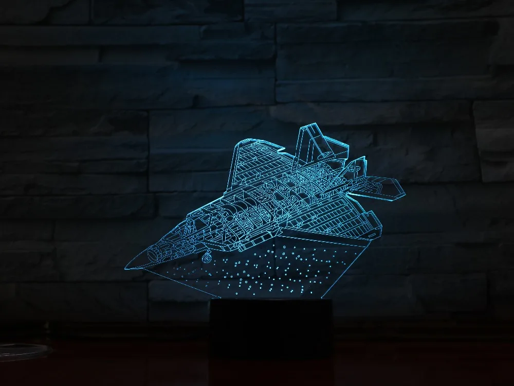 New Fighter 3D Night Light Novelty LED Plane Shape Table Lamp Touch Switch Jet light Kids Gift Drop Shipping | Освещение
