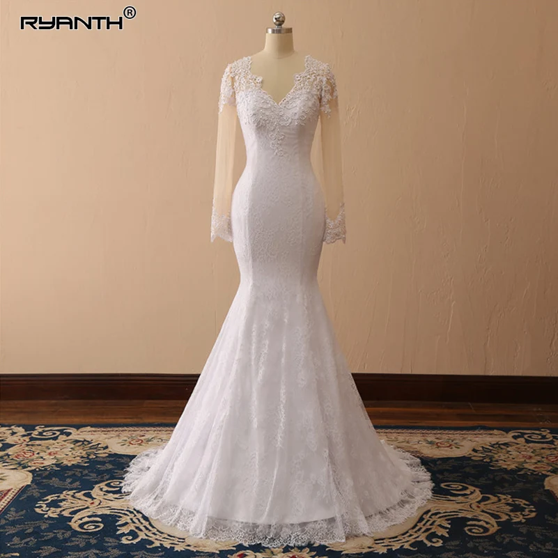 

Ryanth Vestido De Noiva 2022 Mermaid Wedding Dresses Sheer Lace Long Sleeves Wedding Dress Robe De Mariage Bridal Gown Trouwjurk