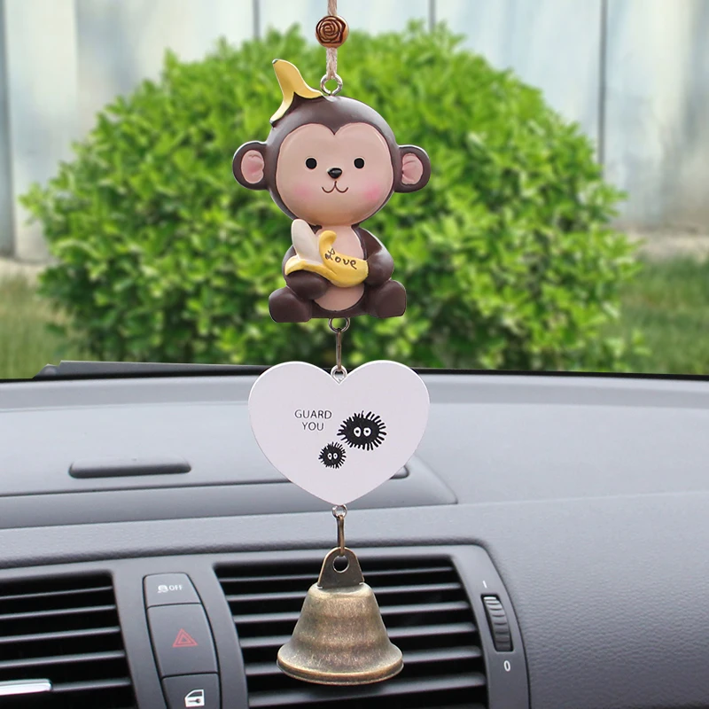 Cute Monkey Car Rear View Mirror Hanging Pendant Ornaments Car Decor