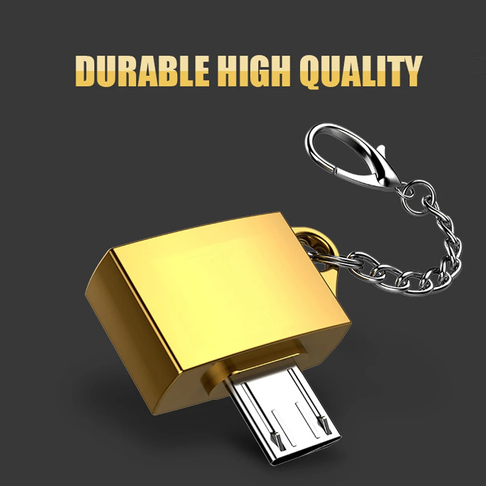

10 pcs a lot Metal OTG U Disk Cable Adapter With Keychain for Samsung for Android Charging Converter USB Micro Cable Connector