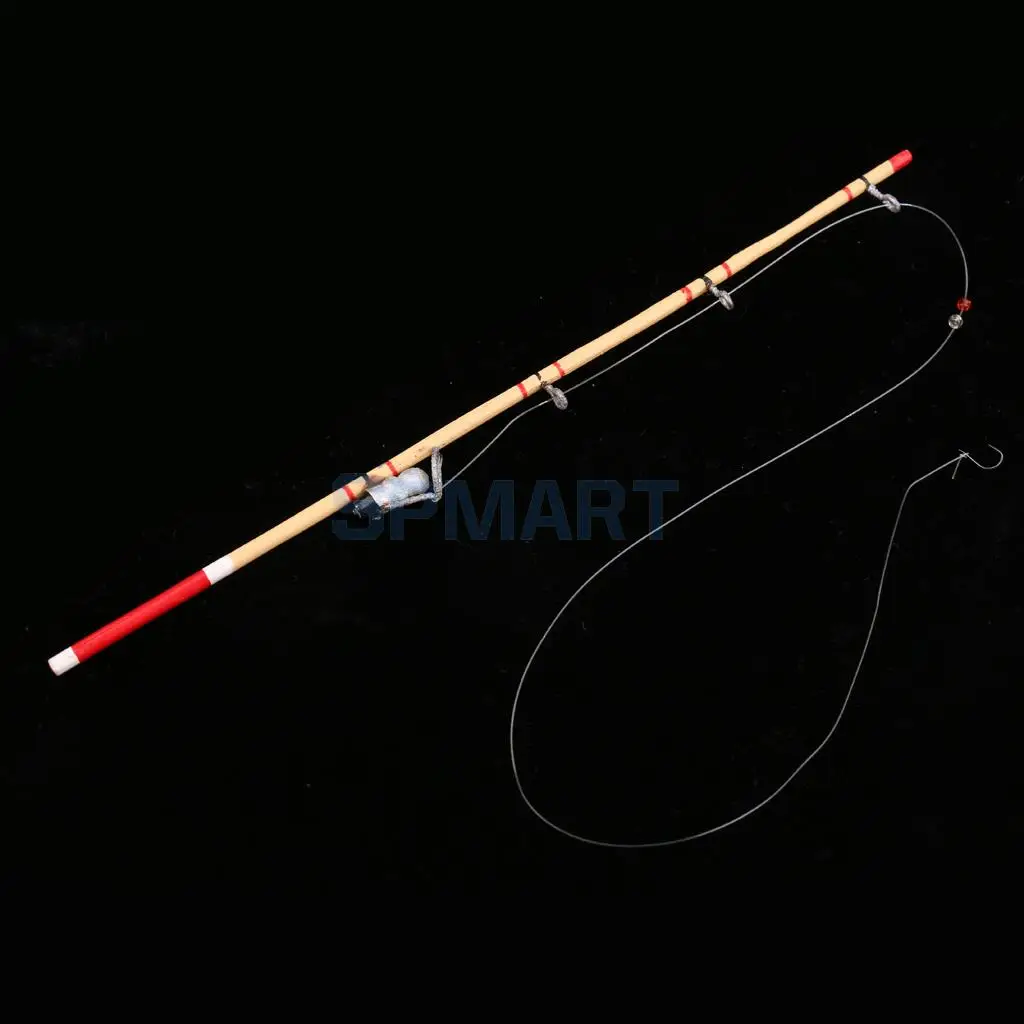 1/12 Scale Dollhouse Miniature Fishing Rod Pole Fishing Tool Model Toy for 12th Dolls House Decoration Accessories