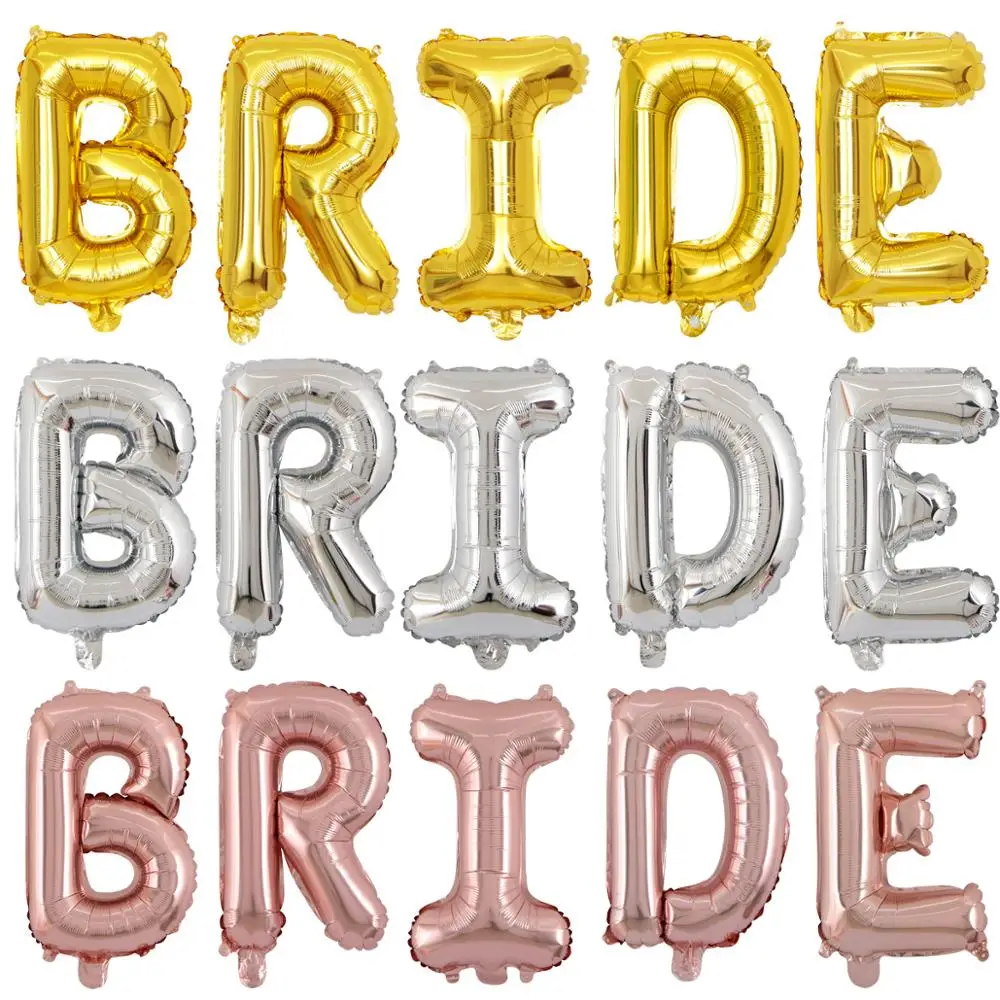 

16 inch Rose Gold BRIDE Letter Foil Balloons Wedding Decorations Silver Gold Bride Alphabet Air Baloon Wedding Ballonen