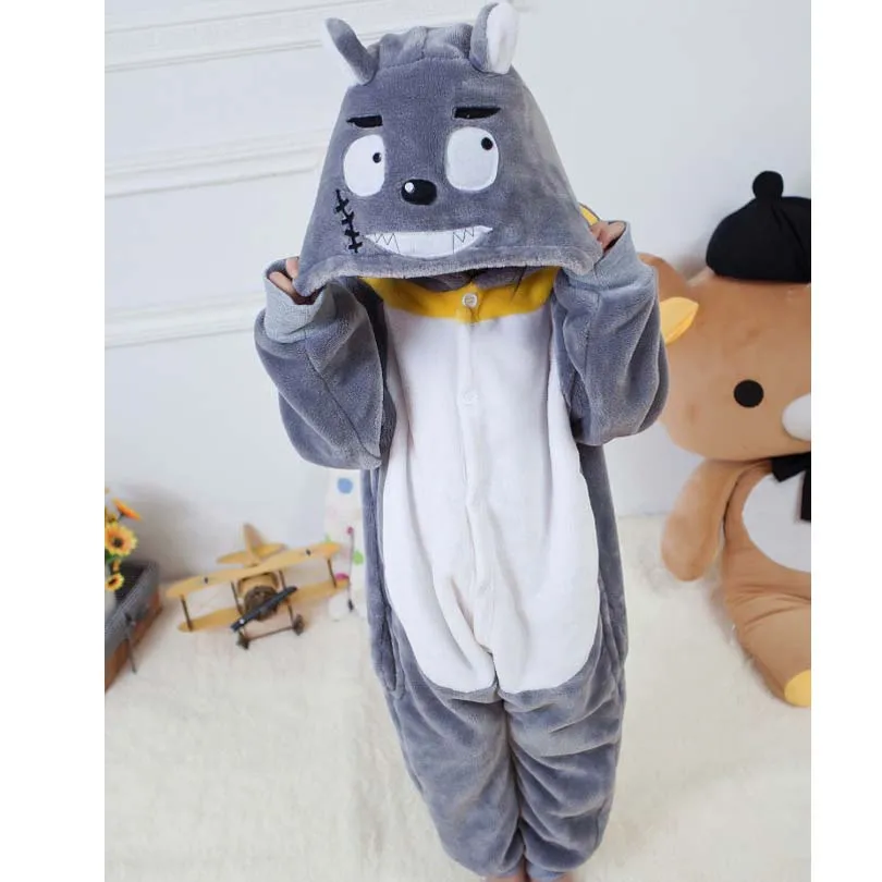

Grey Wolf Overalls Jumpsuit with Pockets Children Cosplay Costume Kigurumi Onesie Blanket Sleepers Kids Pajama Hips With Zipper