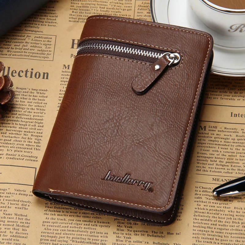 

2017 New Arrival Quality Guarantee Leather Men Wallet Casual Zipper Designer Wallet 3 Colour Green Brown Coffee Short Wallet Men