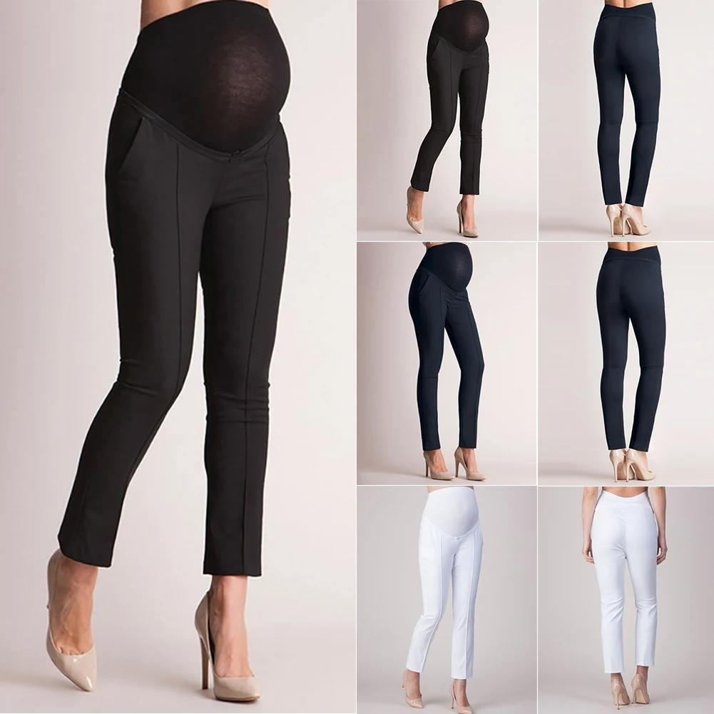 S-XL, женские эластичные брюки для защиты живота, для беременных, брюки-карандаш, одноцветные штаны для беременных