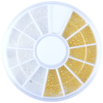 

2017 Fashion 2colors 0.8-1MM 1Box Gold Silver Tiny Circle Steel Ball Nail Art Caviar Beads 3D Nail Art Rhinestones Decorations