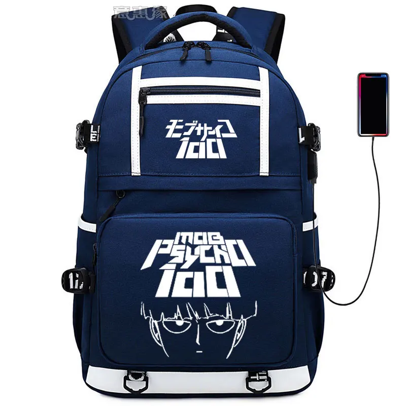 Mob Psycho 100 Рюкзак Mobu Saiko Hyaku сумка Повседневная usb зарядка рюкзак аниме Studert школьная сумка для ноутбука дорожная сумка - Цвет: 05