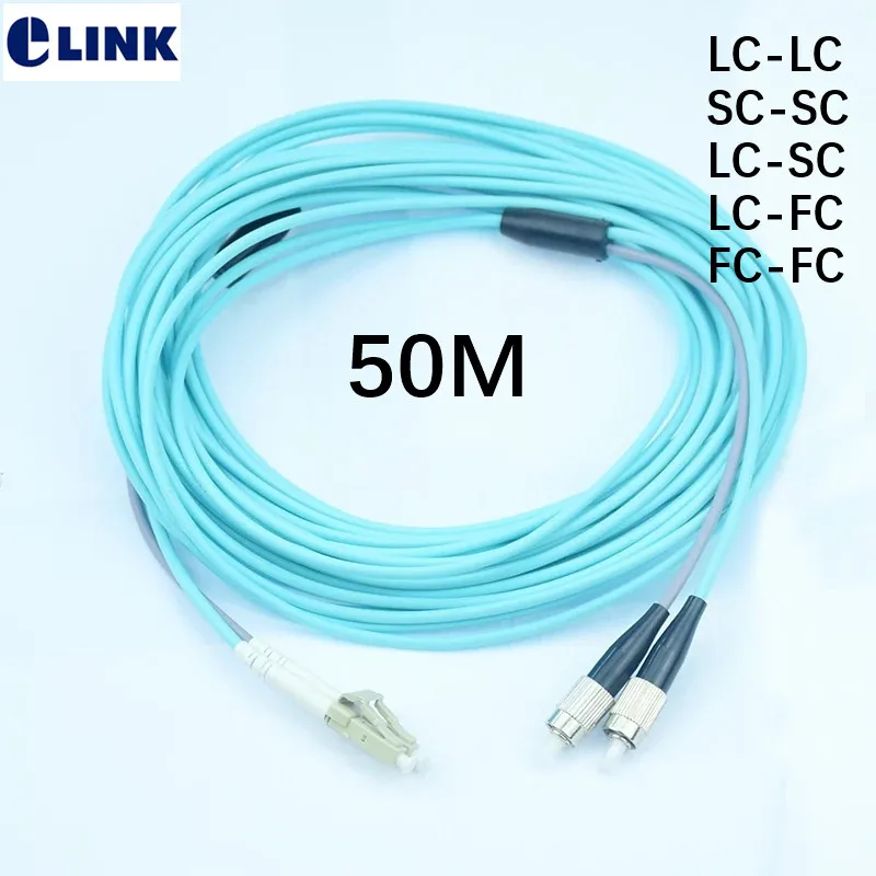 

1pc 50mtr OM3 Armored PatchCord 2 fiber SC-SC LC-LC LC-SC LC-FC armored ftth jumper 2 core optical fibre MM cable duplex ELINK