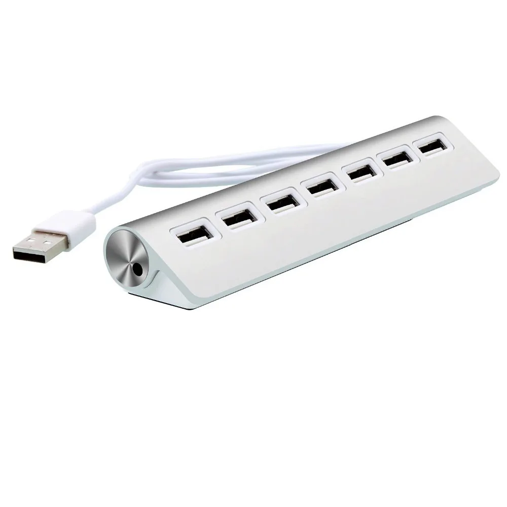 Newest High Speed Micro Mini Aluminum Alloy 7 Ports USB 2.0 Hub For Apple Mac PC Laptop Computer Peripherals Accessories