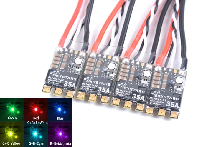 

SKYSTARS High Quality BLHeli_32 Bit 35A 2-5S ESC Built-in LED Support Dshot1200 Multishot for FPV RC Drone