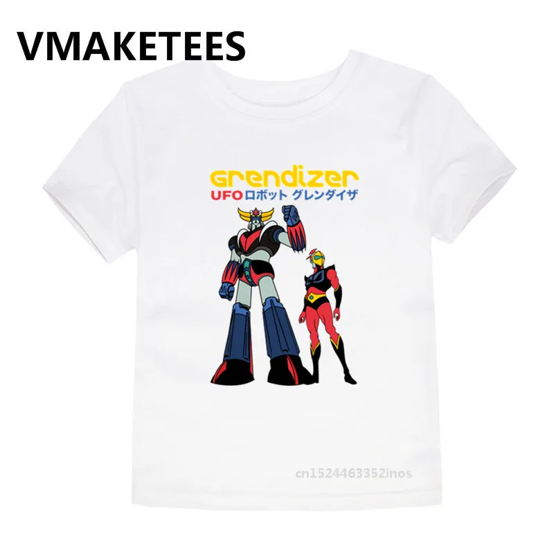Футболка с принтом робот и Grendizer для мальчиков девочек летние детские топы