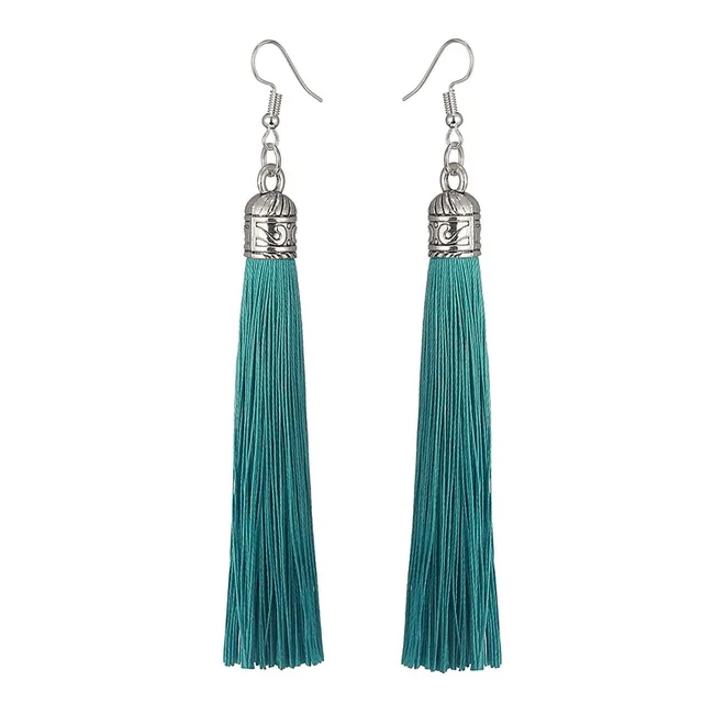 

New tassel earrings for women trendy jewelery bohemian drop long earrings silk fabric ethnic vintage earrings