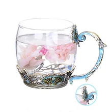 GFHGSD креативная винтажная Эмаль Кристалл чашка цветочный чай Высококачественная вручную окрашенная стеклянная кружка в цветочек ручка одна кружка