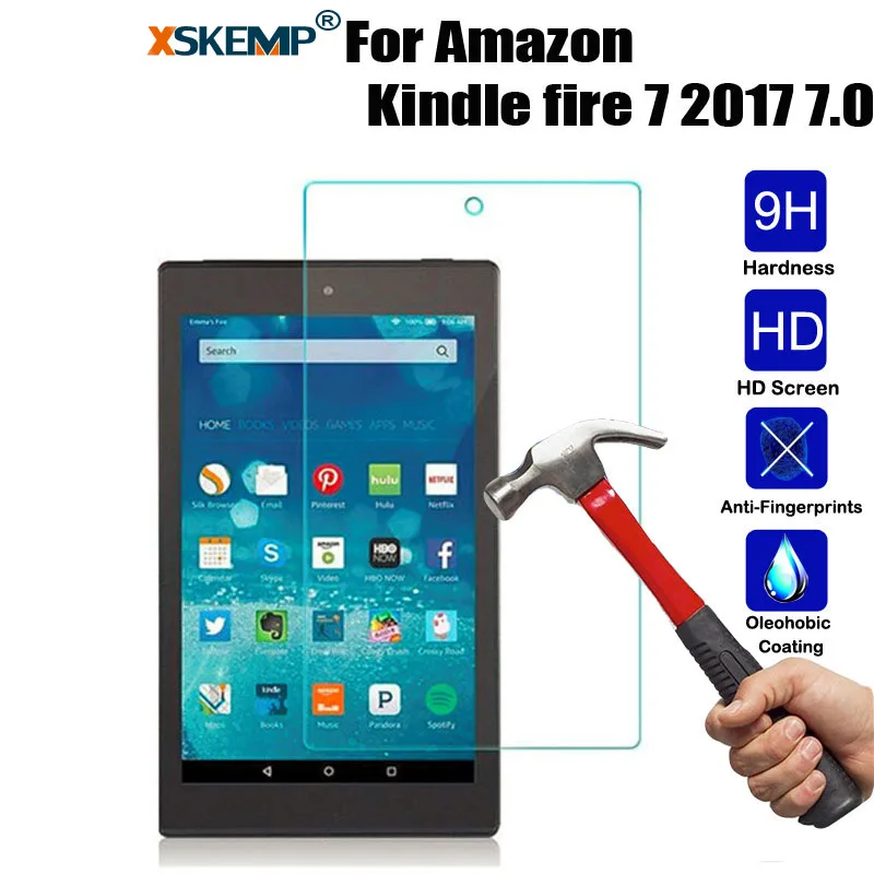 Xskemp 0.3 мм прозрачный Настоящее закаленное Стекло для Amazon Kindle Fire 7 7.0 Ultra Clear 9 H жесткий Планшеты экран протектор Плёнки