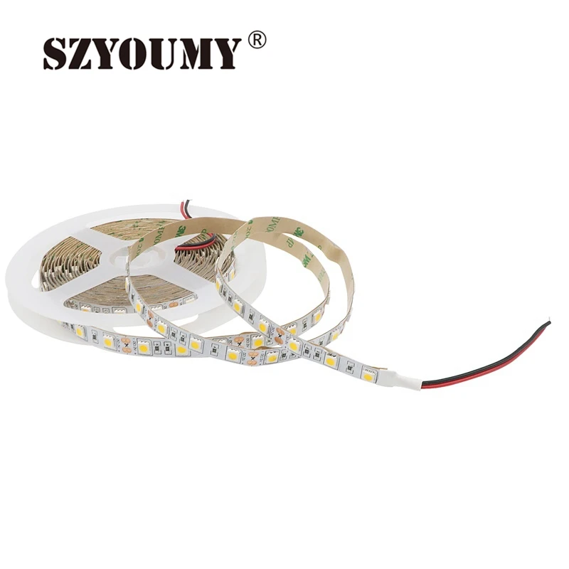 

SZYOUMY Non-Waterproof IP20 Yellow(Amber) color 5M 300LEDs 5050 SMD LED strip 60LEDs/M Flexible Lamp DC 12V Free Shipping