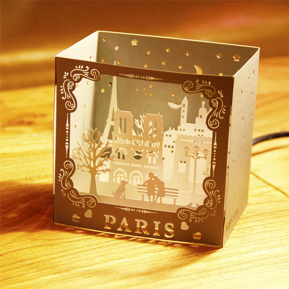 С днем рождения 3D Pop up ручной работы Париж открытки лазерная резка Винтаж поздравительные открытки любовь царапинам бумага известный город