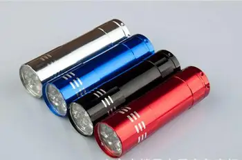 

Mini 9 LED uv Gel Curing Lamp without battery Portability Nail Dryer LED Flashlight Currency Detector Aluminum Alloy
