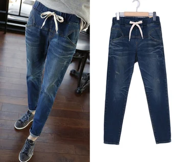 

plus size 5xl denim jeans women summer style 2017 bermuda feminina loose harem pants female A0526