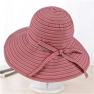 10 шт./партия 01802-jiuche-8389 элегантный ветер Брим pinstripe bowknot shade Женская шапочка для отдыха женская панама - Цвет: Красный