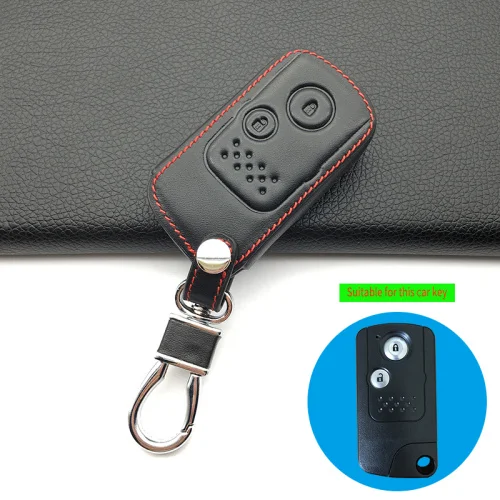 99% хвалебный кожаный брелок для ключей автомобиля чехол для Honda Accord CIVIC CRV Fit 2006- 2 кнопки смарт-пульт - Название цвета: black