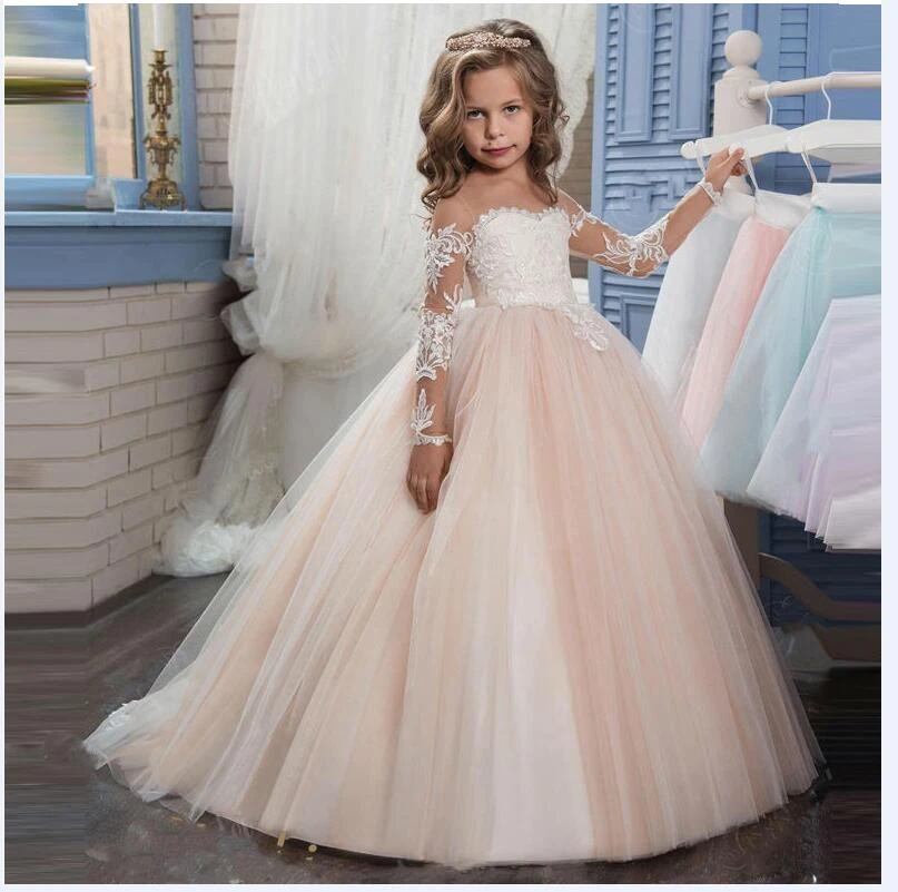 Erfenis Tablet tyfoon Lange Bloem Mouwen Girl Trouwjurken Mermaid Kinderen Kleding Kant Meisjes  Jurken voor Party en Moeder Dochter Jurken|girl and mother dress|mother  daughter long dressmother and girl dress - AliExpress