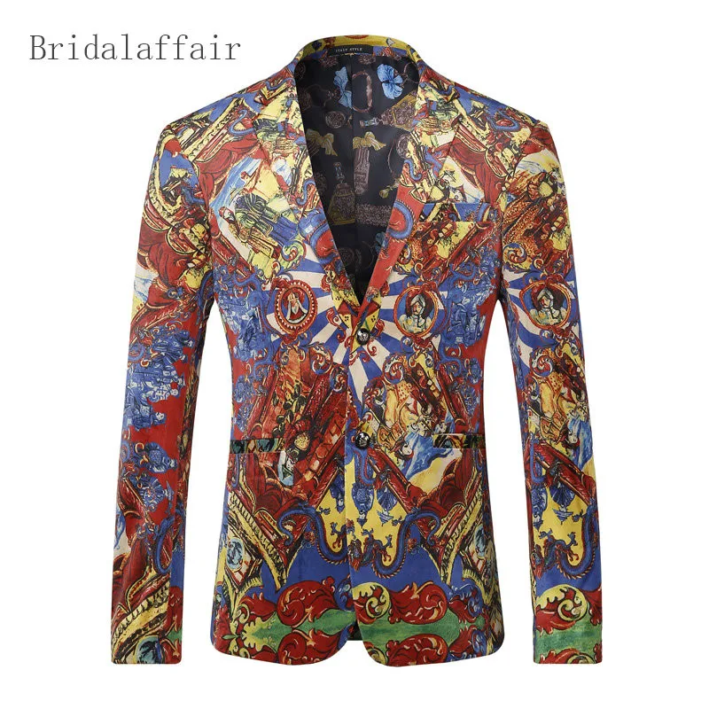 Blazer Mens Floral Blazer Jackets Slim Fit Velour Performance Suits ...