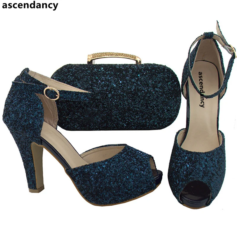 

Latest D Blue Color Italian Shoes with Matching Bags African Shoes and Matching Bags Italian Nigerian Wedding Shoes and Bag Set