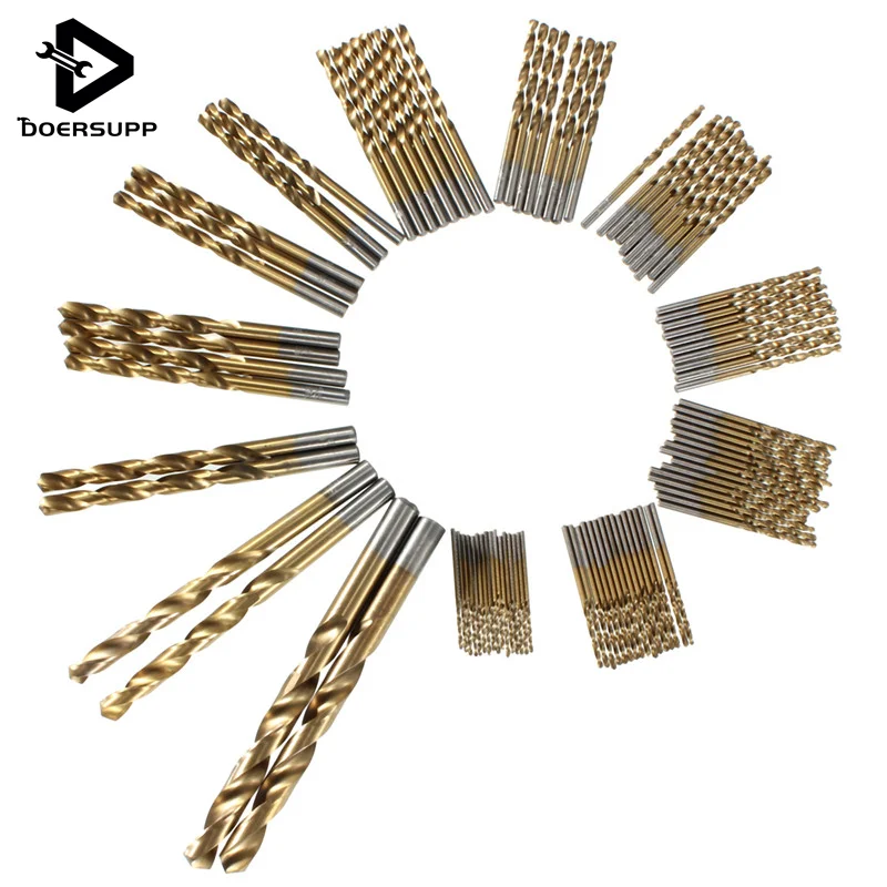 

Doersupp 99pcs HSS Twist Drill Bit Set 1.5-10mm With Titanium Coated Surface 1.5-10mm Metal Drilling For Wood Power Tools