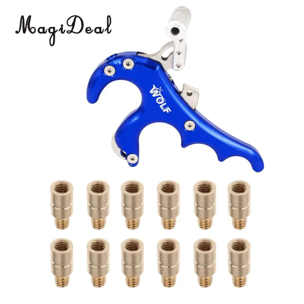 MagiDeal 4 Finger Grip Compound Bow Archery Release Aid with 12 Pieces 25 Grains Arrow Weights Insert | Спорт и развлечения