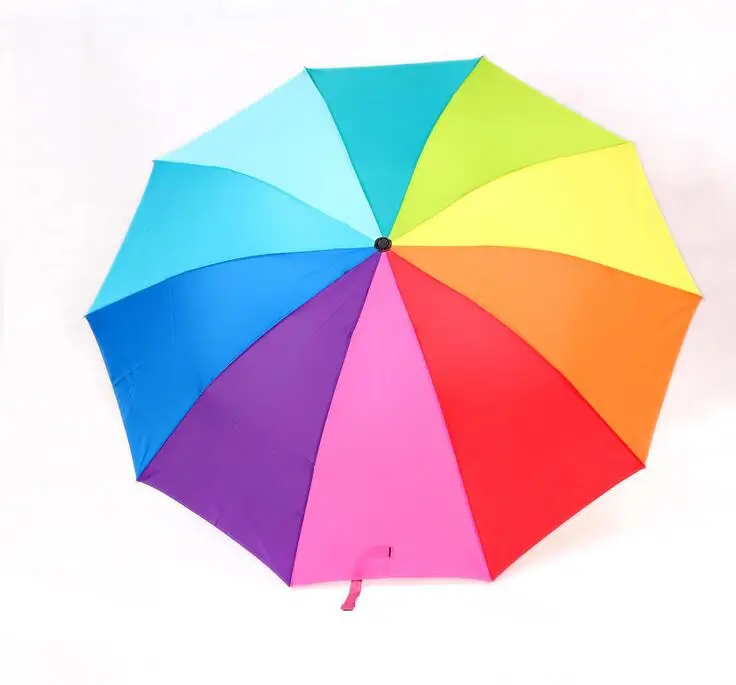 Nice Umbrella steel colorful umbrella three folding umbrella Rainbow