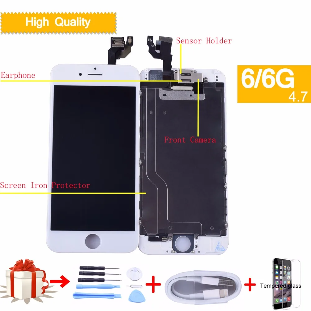 

Screen original LCD for iPhone 6 6G Display Digitizer Touch Screen for iphone6 full lcd with small parts Assemby+Front Camera
