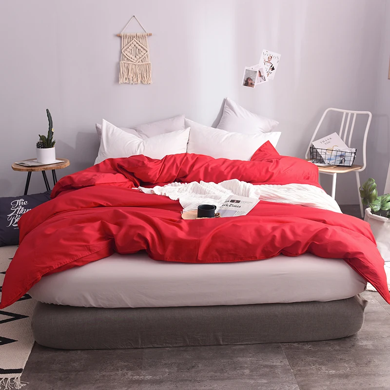 

Stylish Bright Red Solid Color 1 PC Environmental And Dyeing Soft Duvet Cover Home-Textile 5 Size For Choose 220x240cm 5 Size