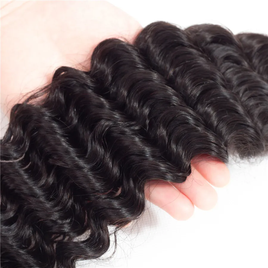 Пучки глубоких волн 3 шт человеческие волосы пучки Remy Натуральные Цветные