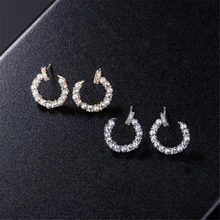 Трендовые Роскошные брендовые серьги с буквами CC из розового золота для женщин Геометрическая маленькая жемчужина кубический цирконий серьги из серебра 925 HB313