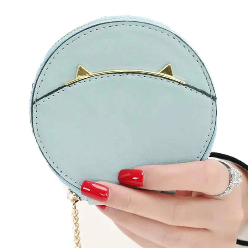

Women Coin Purse Cat Ear Solid Color Leather Mini Wallet Girl Small Fresh Change Bag Monederos Para Monedas