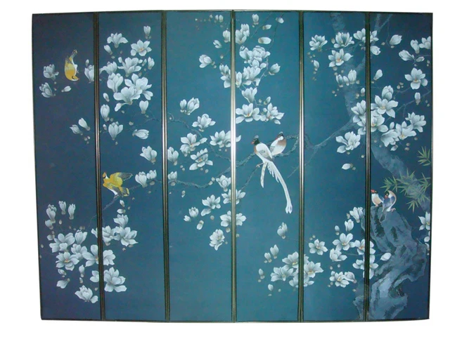 

Classic style elegant Hand-painted silk wallpaper painting Magnolia with birds silk wallcovering many arts/background optional