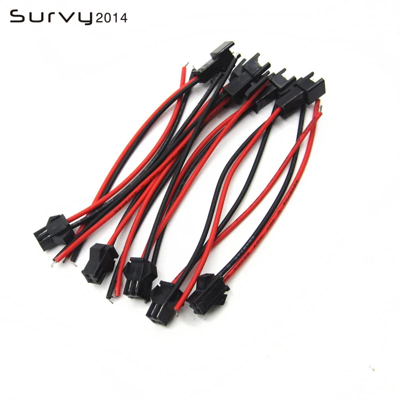 5 комплектов JST 200 мм SM 2-Pin 2 Way 22AWG Многоконтактный Соединительный штепсель с